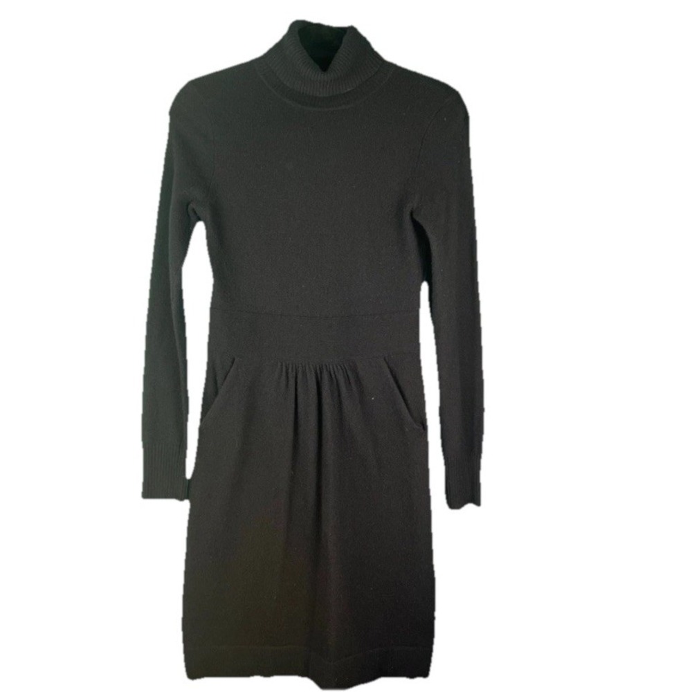 J.Crew Wool Cashmere Turtleneck Sweater Dress XS Black | Long Sleeve Knit Preppy